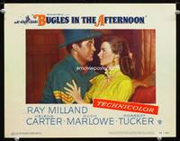w153 BUGLES IN THE AFTERNOON movie lobby card #3 '52 Ray Milland & Helena Carter romantic close up!