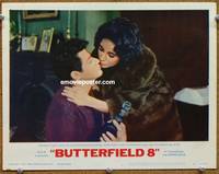 w156 BUTTERFIELD 8 movie lobby card #1 R66 callgirl Elizabeth Taylor & Eddie Fisher kiss close up!