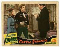 w174 CATTLE STAMPEDE movie lobby card '43 Buster Crabbe as Billy the Kid!