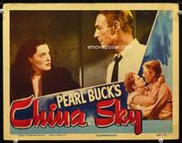 w183 CHINA SKY movie lobby card '45 Randolph Scott & Ellen Drew close up!