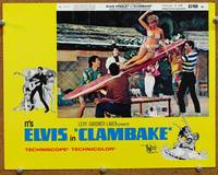 w187 CLAMBAKE movie lobby card #4 '67 Elvis Presley & sexy girl on surfboard!