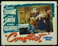 w194 CONFLICT movie lobby card '45 Humphrey Bogart, Alexis Smith, Sydney Greenstreet