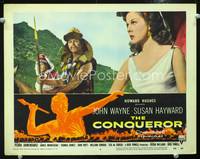 w196 CONQUEROR movie lobby card #6 '56 Susan Hayward close up with barbarian!