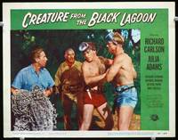 w204 CREATURE FROM THE BLACK LAGOON lobby card #3 '54 barechested divers Richard Carlson & Denning!