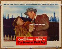 w213 DAMNED DON'T CRY movie lobby card #2 '50 Joan Crawford tussles with David Brian close up!