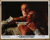 w231 DEATHTRAP movie lobby card #6 '82 Christopher Reeve chokes Michael Caine close up!