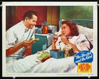 w255 DOCTOR & THE GIRL movie lobby card '49 Glenn Ford & Janet Leigh eating fried chicken!