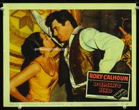 w258 DOMINO KID movie lobby card #3 '57 Rory Calhoun & Kristine Miller sexy close up!