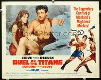 w274 DUEL OF THE TITANS movie lobby card #2 '63 scarred barechested Gordon Scott!