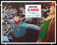 w282 EL DORADO movie lobby card #4 '66 Robert Mitchum fighting with John Wayne!