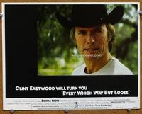 w286 EVERY WHICH WAY BUT LOOSE movie lobby card #3 '78 super close up of Clint Eastwood!