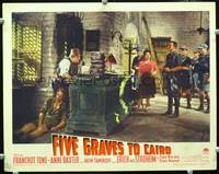 w302 FIVE GRAVES TO CAIRO movie lobby card '43 Anne Baxter, Franchot Tone, Akim Tamiroff