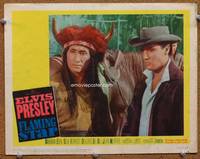 w304 FLAMING STAR movie lobby card #2 '60 Elvis Presley & Rodolfo Acosta close up!