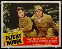 w309 FLIGHT NURSE movie lobby card #7 '53 Joan Leslie & Forrest Tucker 2-shot!
