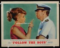 w312 FOLLOW THE BOYS movie lobby card #2 '63 Ron Randell & sexy Janis Paige 2-shot!
