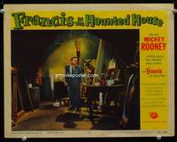 w320 FRANCIS IN THE HAUNTED HOUSE movie lobby card #3 '56 Mickey Rooney & mule!