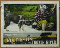 w326 FROZEN RIVER movie lobby card '29 great close up of Rin Tin Tin catching crook!