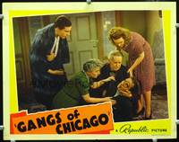 w332 GANGS OF CHICAGO movie lobby card '40 Lloyd Nolan passed out on the floor!