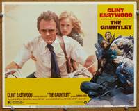 w334 GAUNTLET movie lobby card #4 '77 Clint Eastwood, Sondra Locke, Frank Frazetta border art!