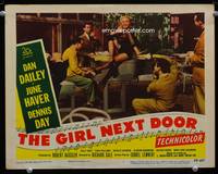 w339 GIRL NEXT DOOR movie lobby card #7 '53 Dennis Day, sexy singing June Haver on piano!