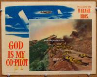 w344 GOD IS MY CO-PILOT movie lobby card '45 planes strafing large group of soldiers!