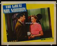 w361 GREAT MR. NOBODY movie lobby card '41 Eddie Albert & Joan Leslie close up!