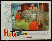 w383 HATARI movie lobby card #6 '62 John Wayne kept out of bed by elephants!