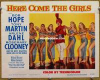 w400 HERE COME THE GIRLS movie lobby card #4 '53 Bob Hope wearing turban & six sexy harem girls!