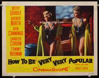 w414 HOW TO BE VERY, VERY POPULAR movie lobby card #7 '55 half-dressed Betty Grable & Sheree North!
