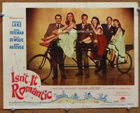 w441 ISN'T IT ROMANTIC movie lobby card #7 '48 Veronica Lake & cast on tandem bicycle!