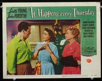 w443 IT HAPPENS EVERY THURSDAY movie lobby card #7 '53 Loretta Young, John Forsythe, Gladys George