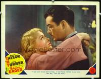 w452 JOHNNY EAGER movie lobby card '42 great Lana Turner & Robert Taylor romantic close up!