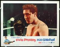 w465 KID GALAHAD movie lobby card #2 '62 fantastic close up of boxer Elvis Presley in the ring!