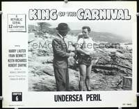 w468 KING OF THE CARNIVAL Chap 6 movie lobby card '55 Harry Lauter wearing scuba gear, serial!