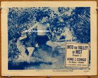 w469 KING OF THE CONGO Chap 3 lobby card '52 close up of barechested Buster Crabbe as mighty Thunda!