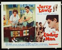 w483 LADIES' MAN movie lobby card #6 '61 screwball Jerry Lewis breaks glass sculptures!