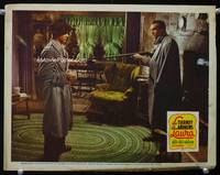 w493 LAURA movie lobby card '44 Vincent Price holds gun on Dana Andrews, Otto Preminger