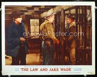 w494 LAW & JAKE WADE movie lobby card #5 '58 Robert Taylor gets Richard Widmark out of jail!