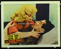 w515 LONG HAUL movie lobby card #2 '57 Victor Mature & sexy Diana Dors romantic close up!