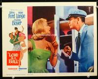 w520 LOVE IS A BALL movie lobby card #2 '63 Glenn Ford & sexy Hope Lange 2-shot!