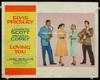 w525 LOVING YOU lobby card #1 '57 great posed shot of Elvis Presley playing guitar for Dolores Hart!