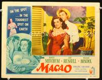 w528 MACAO movie lobby card #1 '52 Robert Mitchum & Jane Russell close up!