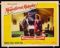 w533 MAGNIFICENT MATADOR movie lobby card #3 '55 Maureen O'Hara & Anthony Quinn 2-shot!