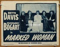 w558 MARKED WOMAN movie lobby card R47 Bette Davis in line-up with four tough looking dames!