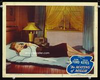 w562 MATING OF MILLIE movie lobby card #6 '47 sexy Evelyn Keyes on phone in bed!