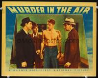 w588 MURDER IN THE AIR movie lobby card '40 great image of barechested young Ronald Reagan!