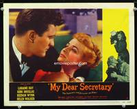 w592 MY DEAR SECRETARY movie lobby card #5 '48 Kirk Douglas & Laraine Day super romantic close up!