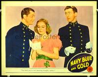 w597 NAVY BLUE & GOLD movie lobby card '37 James Stewart & Robert Young fight for Florence Rice!