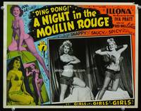w602 NIGHT IN THE MOULIN ROUGE lobby card '51 ding dong! super sexy Illona & the Red Mill Cuties!