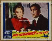 w605 NO HIGHWAY IN THE SKY movie lobby card #2 '51 James Stewart & Marlene Dietrich close up!